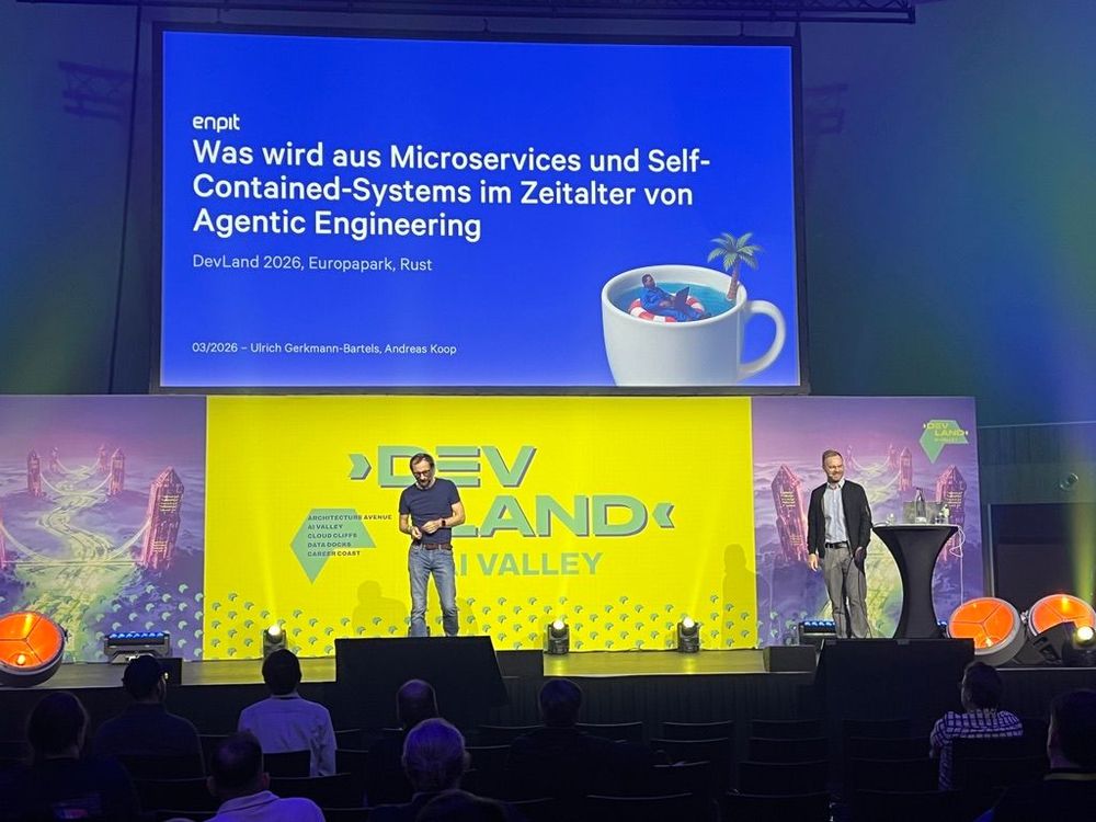 Andreas Koop und Ulrich Gerkmann-Bartels auf der DevLand im Europapark in Rust