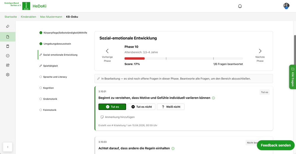 Software für Dokumentation im Kindergarten Hedoki - Kuno Beller Dokumentation
