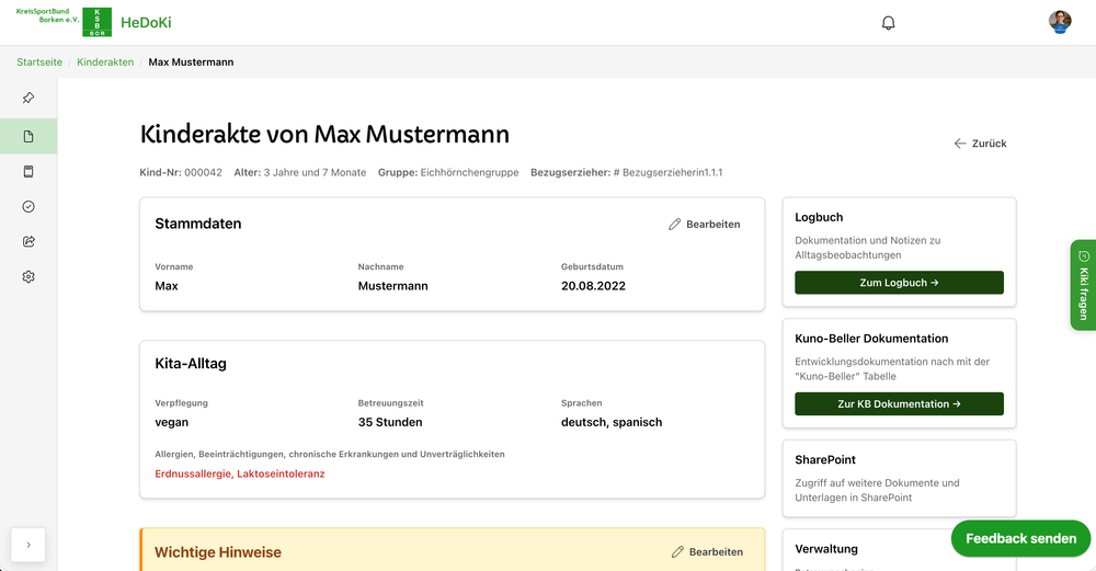 Software für Dokumentation im Kindergarten Hedoki - Kinderakte